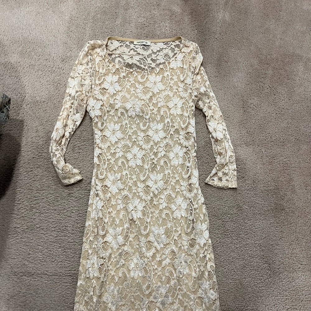 Arden B lace open back dress